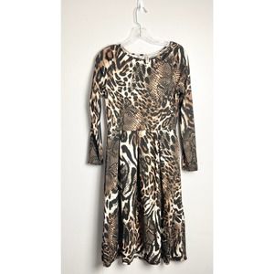 24 Seven Animal Print Pocket Dress Womens Size S